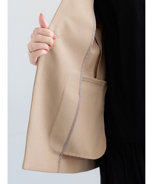 Te chichi 麻調Yカラージャケット ベージュ