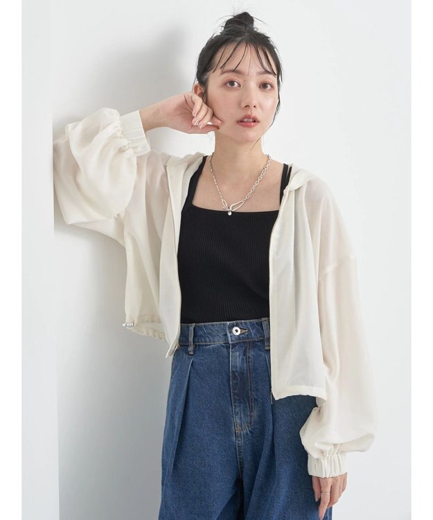 earth music&ecology シアーフードブルゾン Off White