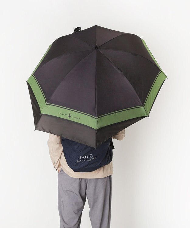 MOONBAT ポロ ラルフ ローレン (POLO RALPH LAUREN)  メンズ 長傘 雨傘 ロゴ刺繍 ボタンジャンプ ワンタッチ ブラック