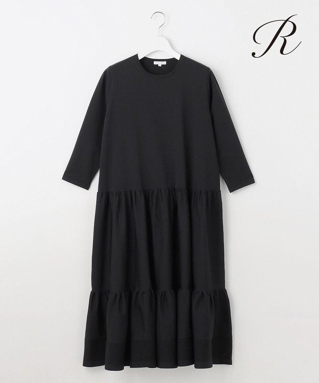 23区 【R(アール)】フォルムニット ティアード ワンピース ブラック系