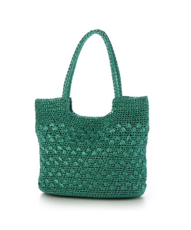 UNBILLION カシュカシュ cachecache / メタリックコード柄編みトートバッグ グリーン