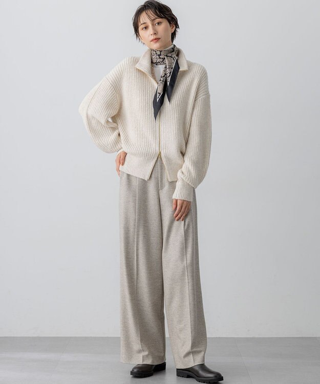 23区 S ラメミックスツイード タック ワイド パンツ ベージュ系