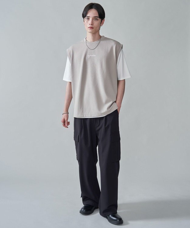 WEGO 【２点セット/ベスト×Tシャツ】アンサンブルベスト（SS） ライトベージュ