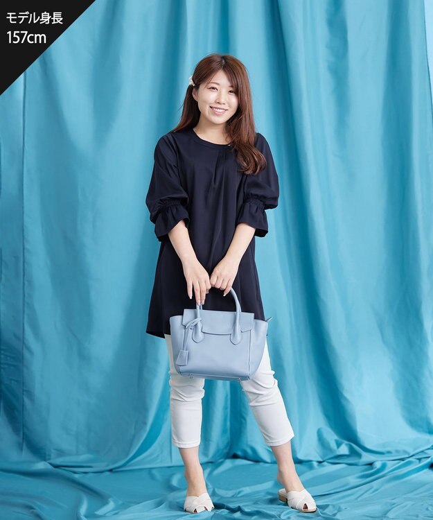 Tiaclasse L 【洗える】アシメタックネックチュニック ネイビー