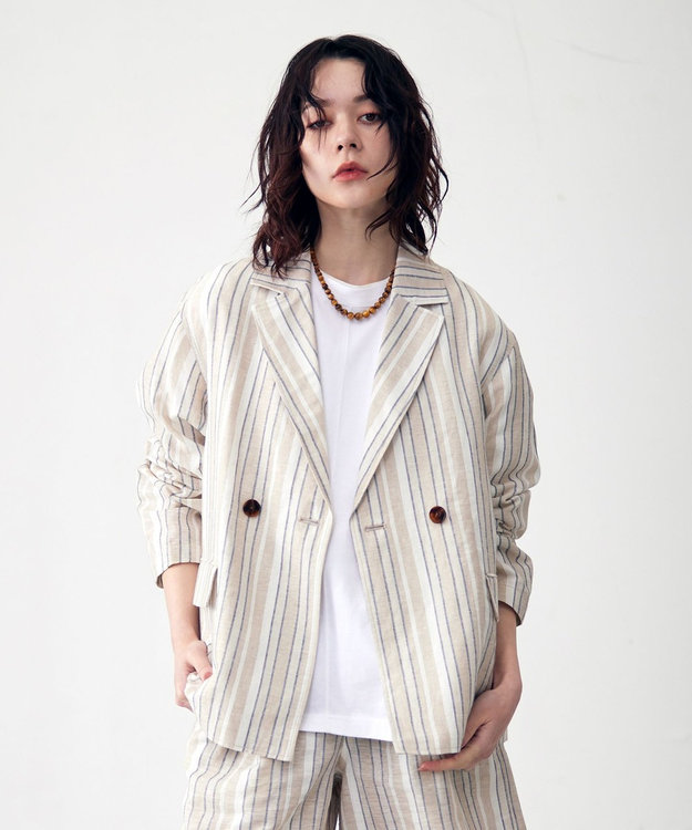 J.PRESS YORK STREET 【WOMEN】コットンリネン　ジャケット ベージュ系1