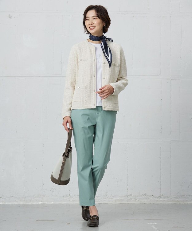 J.PRESS LADIES S 【洗える】DAILY TWEED ニット アウター ベージュミックス系