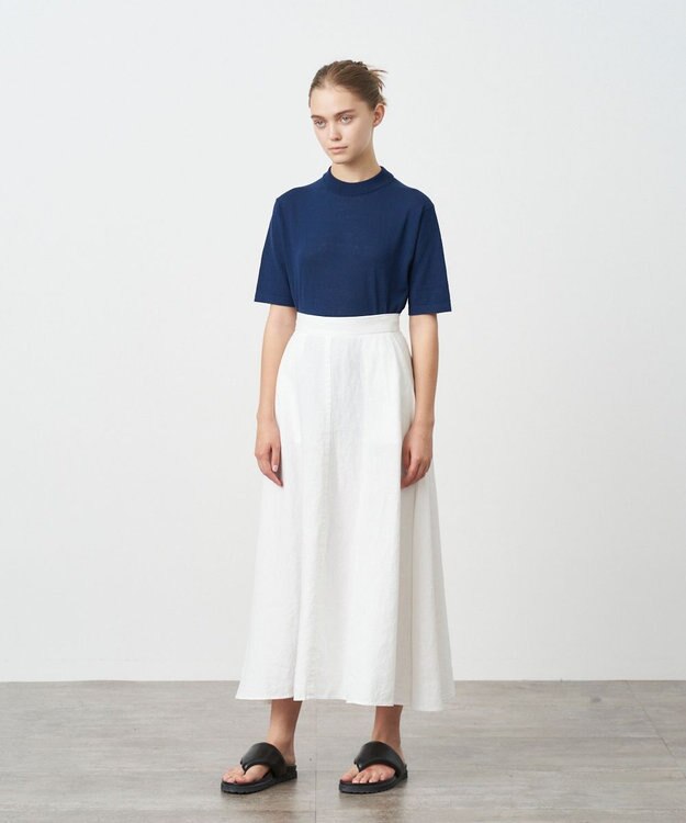 ATON RECYCLED FRESCA COTTON | ハーフスリーブプルオーバー NAVY