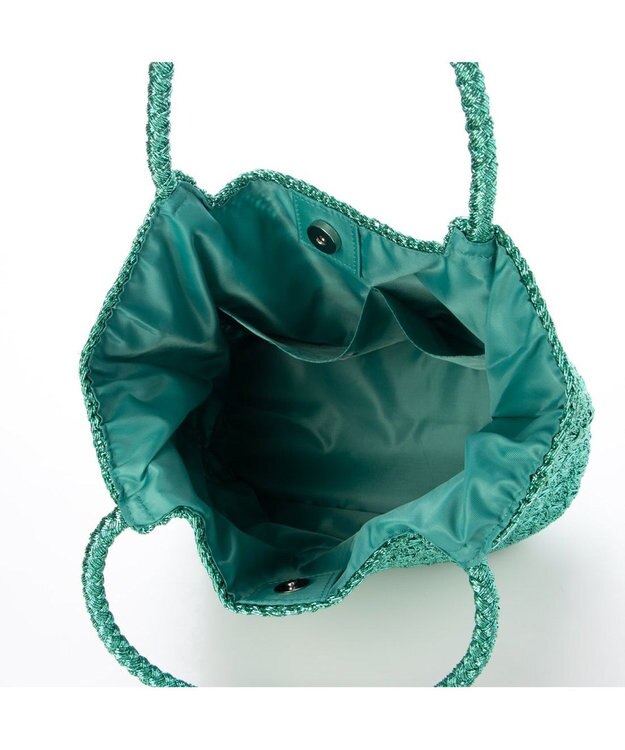 UNBILLION カシュカシュ cachecache / メタリックコード柄編みトートバッグ グリーン