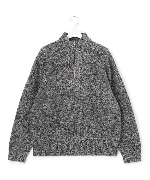 J.PRESS YORK STREET 【UNISEX】ウールカシミヤ ハーフジップニット ブラック系1