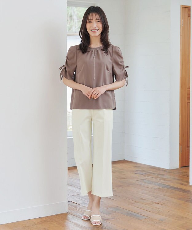 Tiaclasse 【日本製・洗える・接触冷感・吸水速乾・UVカット】サーラドライ・ワイドパンツ オフホワイト