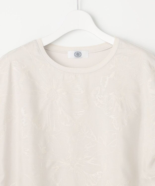 J.PRESS LADIES 【洗える】シアーエンブロイダリー カットソー グレージュ系