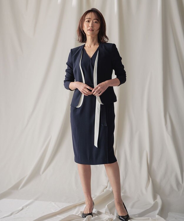 BEIGE， 【WEB＆一部店舗限定・L-size】CINDY / ラップドレス Navy × White