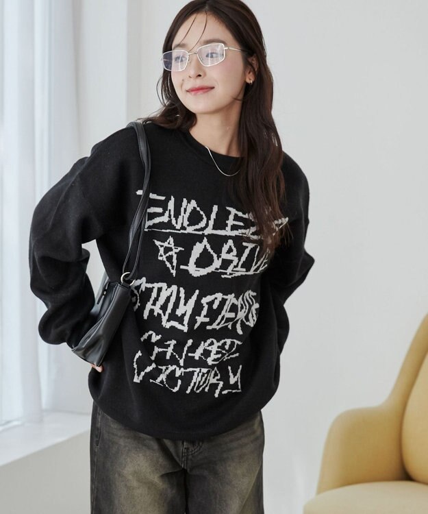 WEGO グラフィックニットBIGプルオーバー 柄12