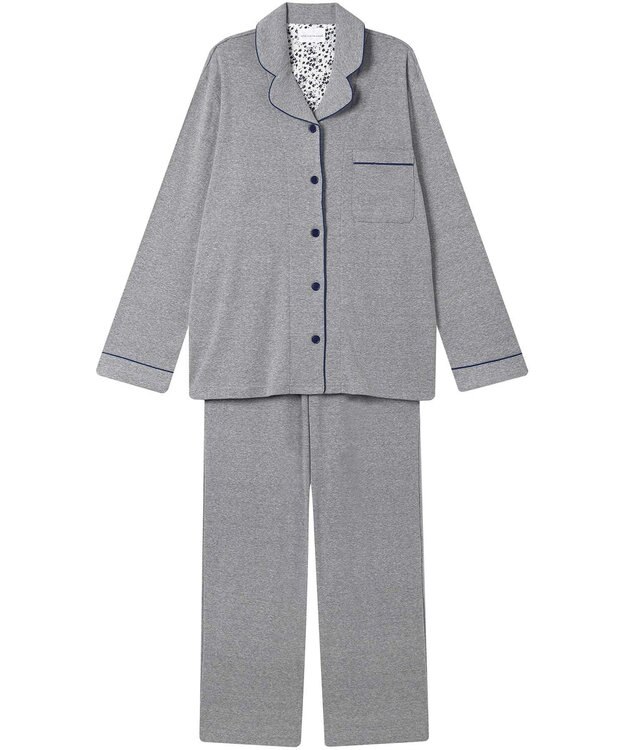 une nana cool 【綿100%】やわらか杢フライスパジャマ MADE WITH LIBERTY FABRIC グレー