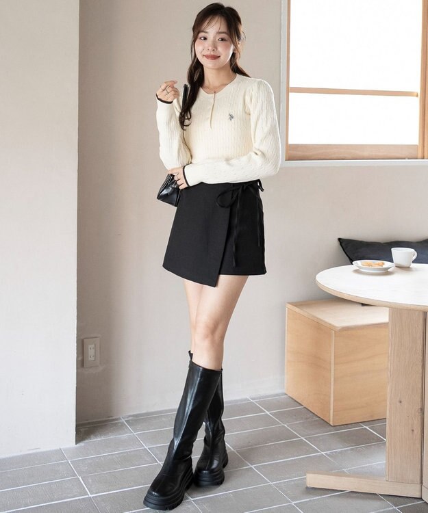 WEGO 【WEB限定/25年秋冬新作】別注USPOLOヘンリーネックニットPO ホワイトアイボリー