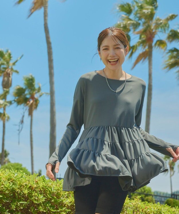 OP／FILA 【Ocean Pacific】フレアラッシュＴシャツ ダークグレー