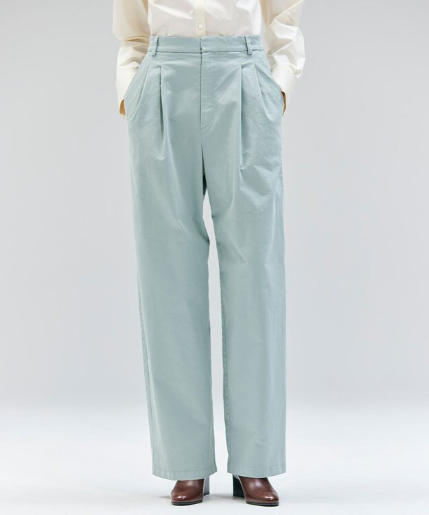 BEIGE， 【洗える・Oggi 11月号掲載】HAMLIN / コットンストレッチ2タックワイドパンツ  D.Sage