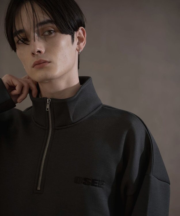 WEGO KEEPWARM　BIGハーフZIPプルオーバー ブラック中濃色