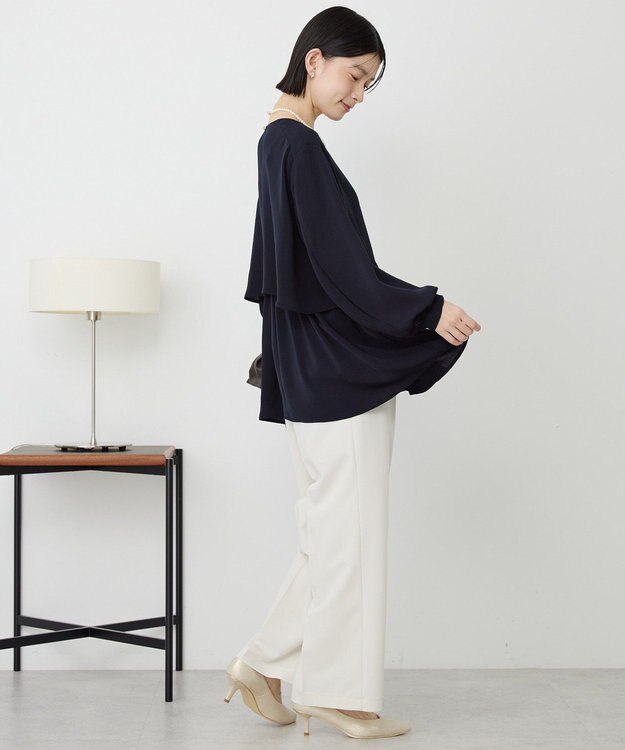 AMERICAN HOLIC 【イージーケア】Ｗクロスティアードブラウス Dark Navy