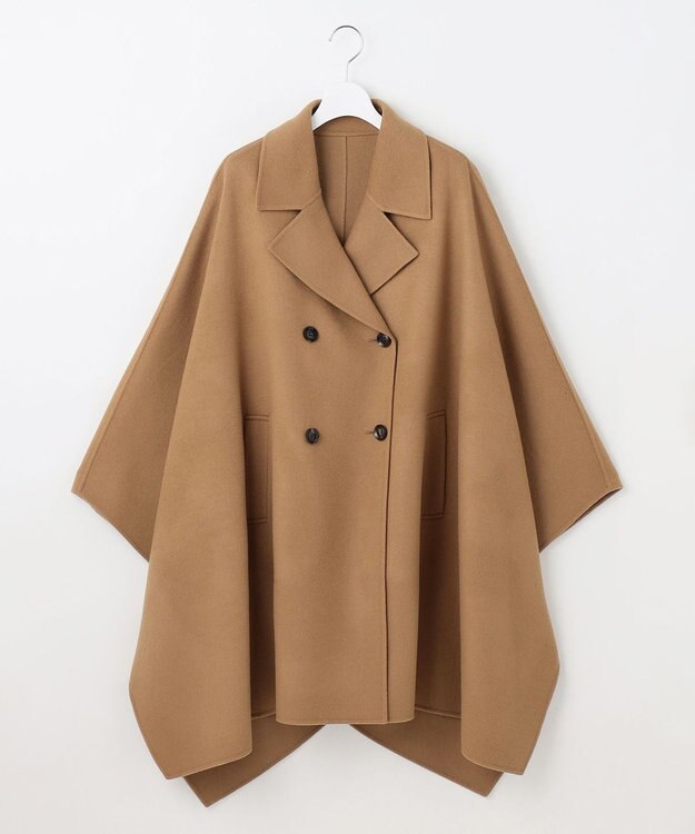 23区 【エステータ】ウールリバー ポンチョ コート キャメル