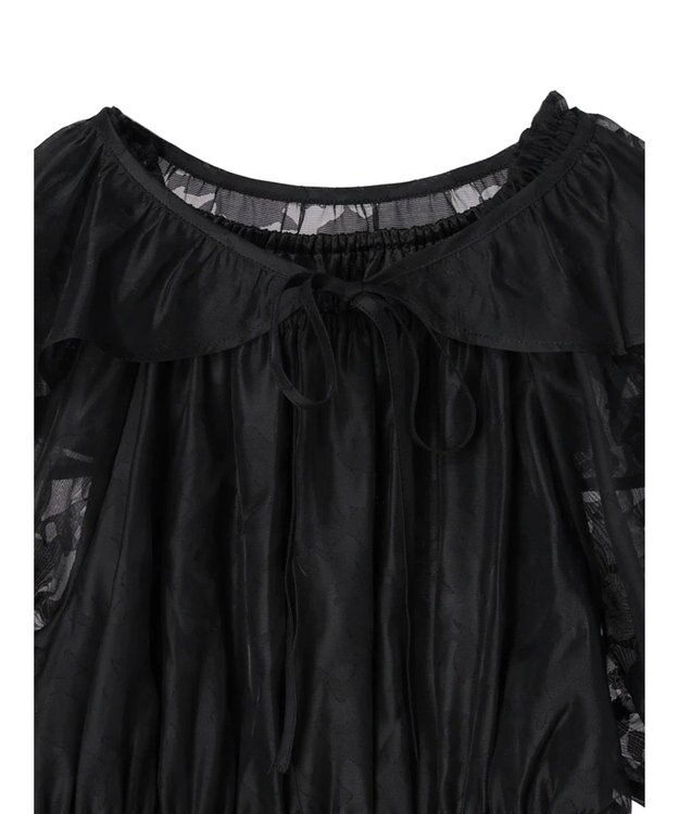 earth music&ecology 衿付きフラワーブラウス Black