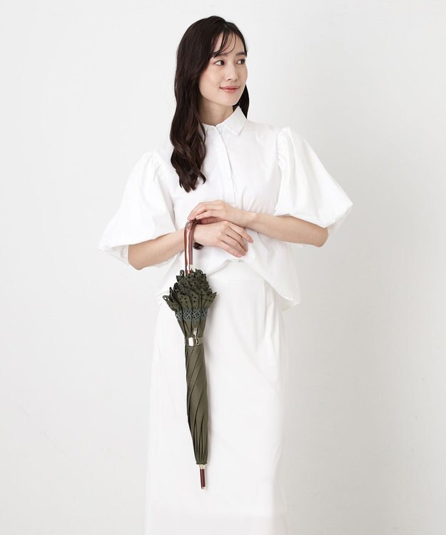 MOONBAT 【遮光/晴雨兼用日傘】POLO RALPH LAUREN(ポロ ラルフローレン) エンブフリル 長傘 遮熱 UV カーキー