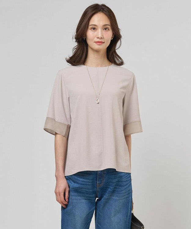 J.PRESS LADIES S 【セットアップ対応】Light ジョーゼット プルオーバー ブラウス ベージュ系