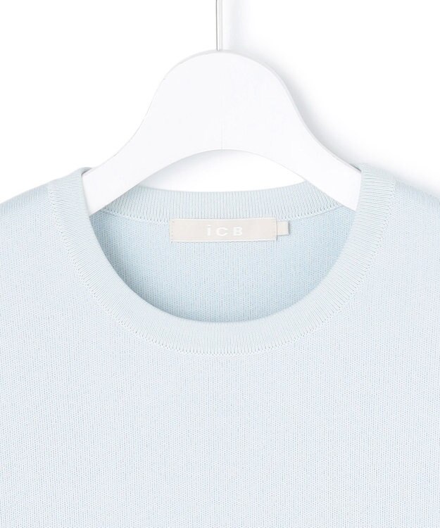 ICB コットンポリエステルスムース  プルオーバー ニット クラウドサックス