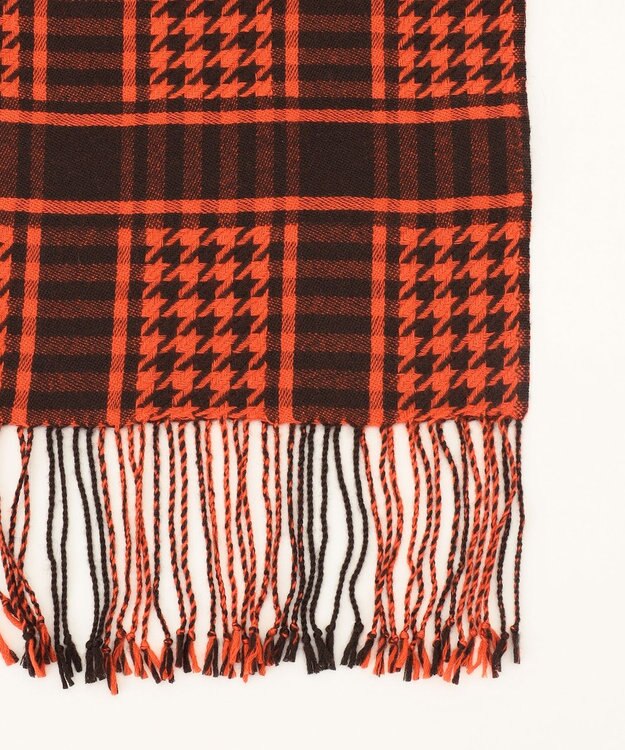 ICB コンビネーションチェックカシミヤ ストール バーントブラウン×シナバー系