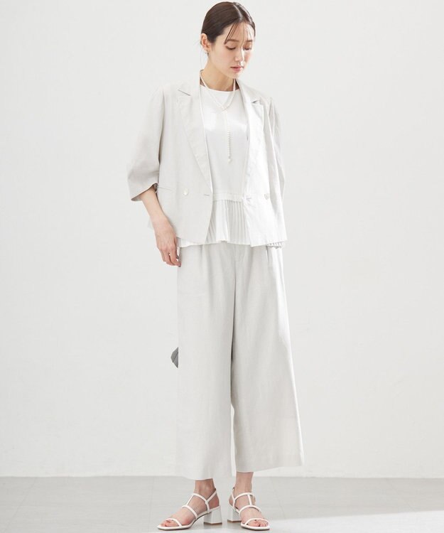 組曲 リネンレーヨンワイド パンツ グレージュ系