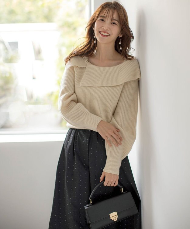 ANY SIS 【洗える】オフショル ニット アイボリー