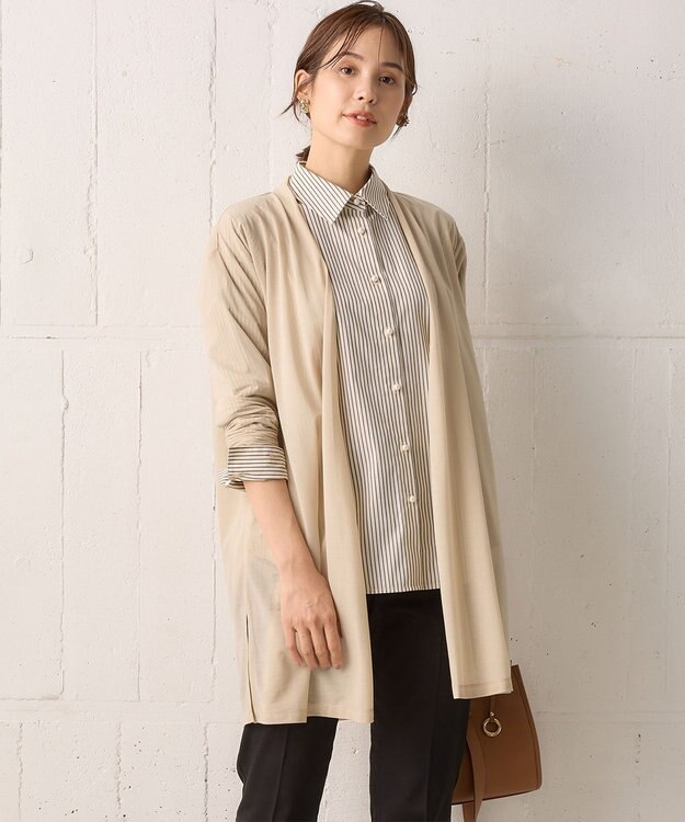 組曲 【WEB限定】シアーツイルジャージー ロングカーディガン ベージュ系