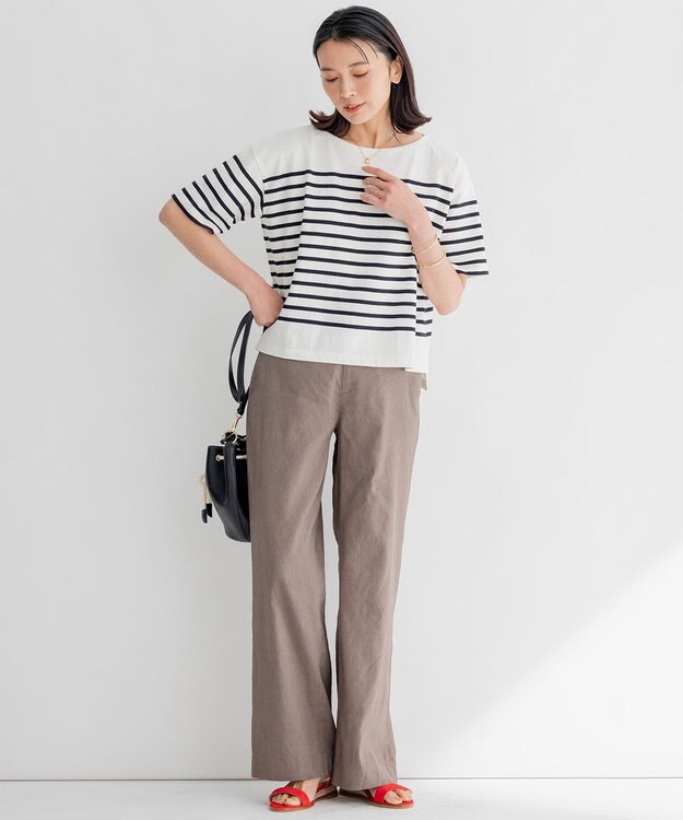 23区 BUGIS ハーフスリーブ ボーダー Tシャツ ブラックボーダー