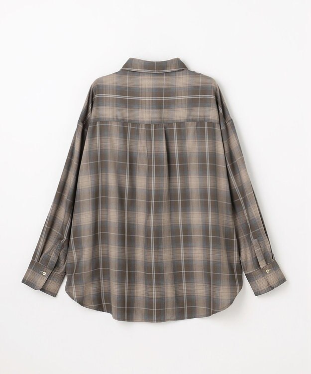 ANY L オンブレーチェックオーバーシャツ ブラウン系