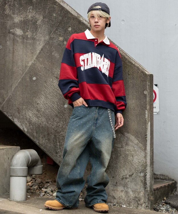 WEGO 【ユニセックス着用ITEM】カレッジロゴラガースウェット ワイン