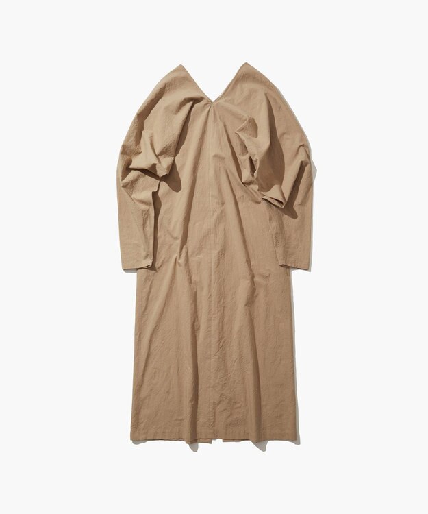 ATON CATCH WASHER COTTON | Vネックドレス BEIGE