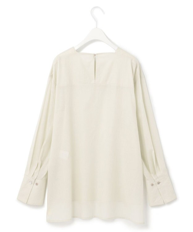 ICB 【洗える】テンセルコットンローン スクエアネックブラウス アッシュグレー系