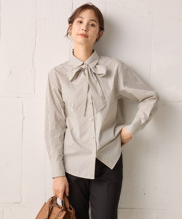 組曲 【ボウタイ付き】メッセージシャーティング シャツ アイボリー系1