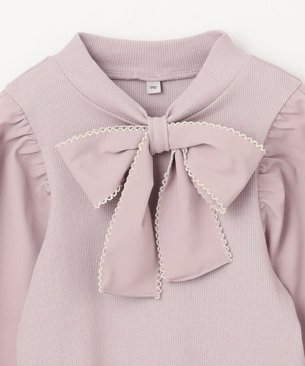 ANY KIDS リボン ボウタイ付き カットソー ピンクベージュ