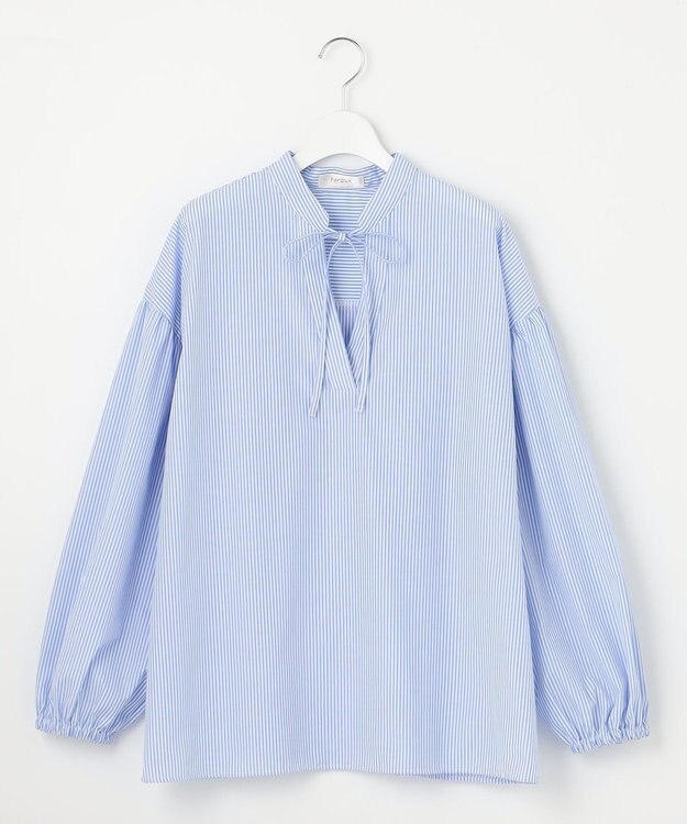 Feroux 【洗える】カフタンシャツ ブラウス スカイブルー系1