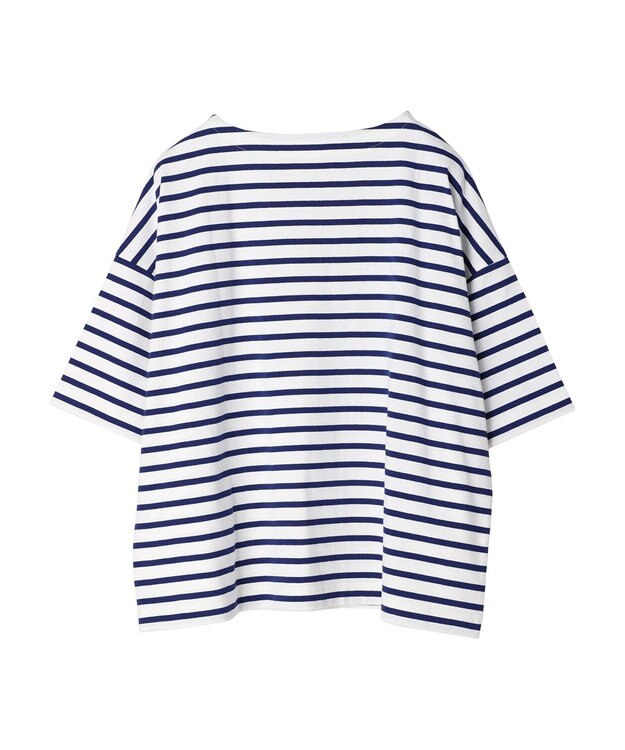 Green Parks ボーダーボートネック７分袖プルオーバー Blue