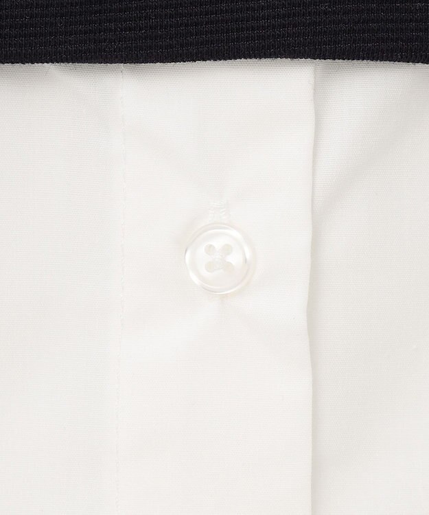 ANY 【洗える】異素材コンビ レイヤードトップス ブラック×ホワイト