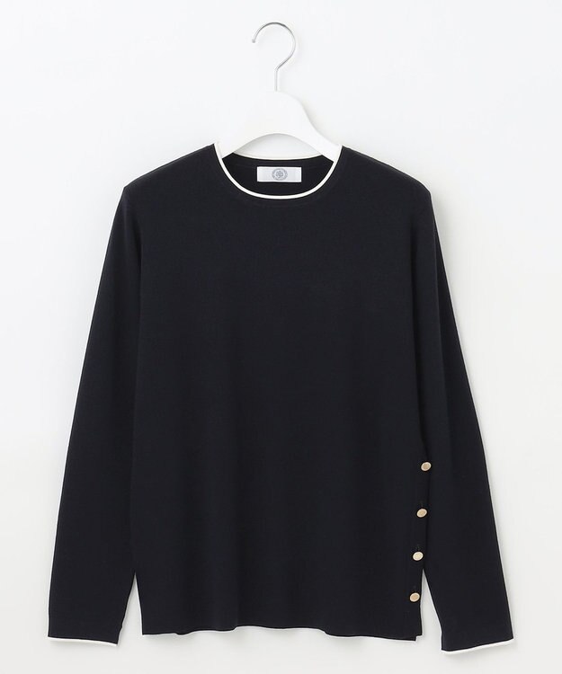 J.PRESS LADIES 【洗える】 レーヨンストレッチフルニードル ニット ネイビー系