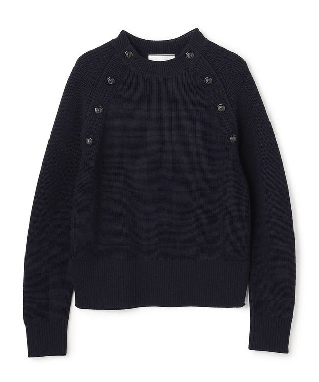 BEIGE， HELIODOR / スポンディッシュマリンボタンニット Navy