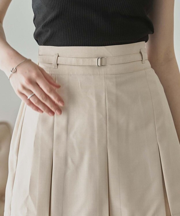 WEGO 【SETUP可】リネンライクプリーツミニスカパン ナチュラル