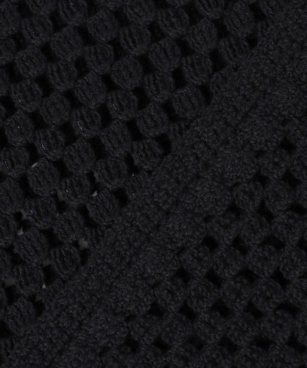 UNFILO L クロシェレースニット ハーフスリーブ プルオーバー ブラック