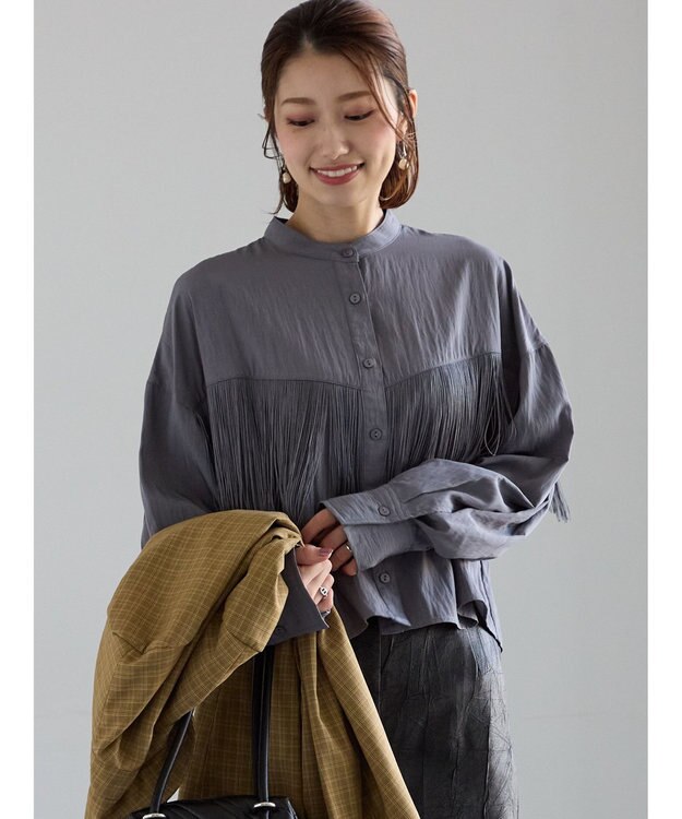 Te chichi フリンジショートシャツ《2025Autumn catalog vol.2 item》 グレー