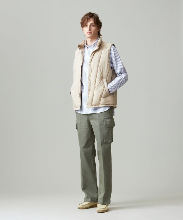 J.PRESS MEN ナイロンワッシャータフタ ダウンベスト ベージュ系