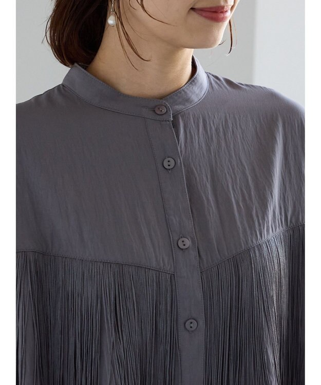 Te chichi フリンジショートシャツ《2025Autumn catalog vol.2 item》 グレー