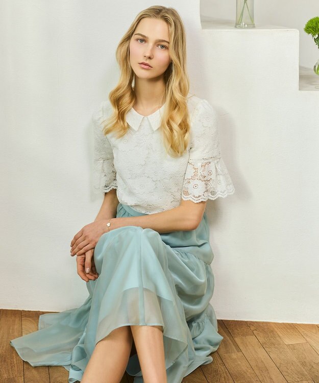 TOCCA CRYSTAL SHEER スカート スモーキーグリーン系